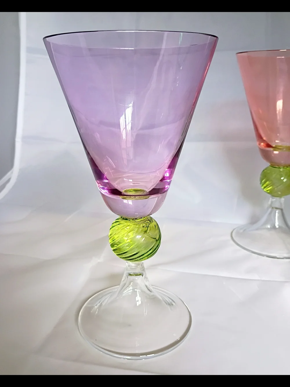 Set Of 4 SOUTHERN LIVING Ball Stem Water SOC3 Goblets: Purple Coral Aqua Rose